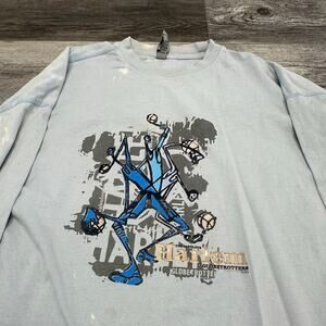 Vintage Y2k Harlem Globetrotters Platinum Fubu Blue Gray Mens‎ 3XL Shirt Hip Hop